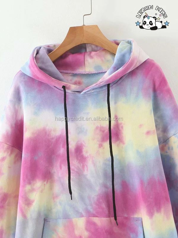 LEZONKIDS - Pink Blue Tie Dye Hoodie Joggers Shorts Pants Set Children Girls Tie Dye Kids Clothing